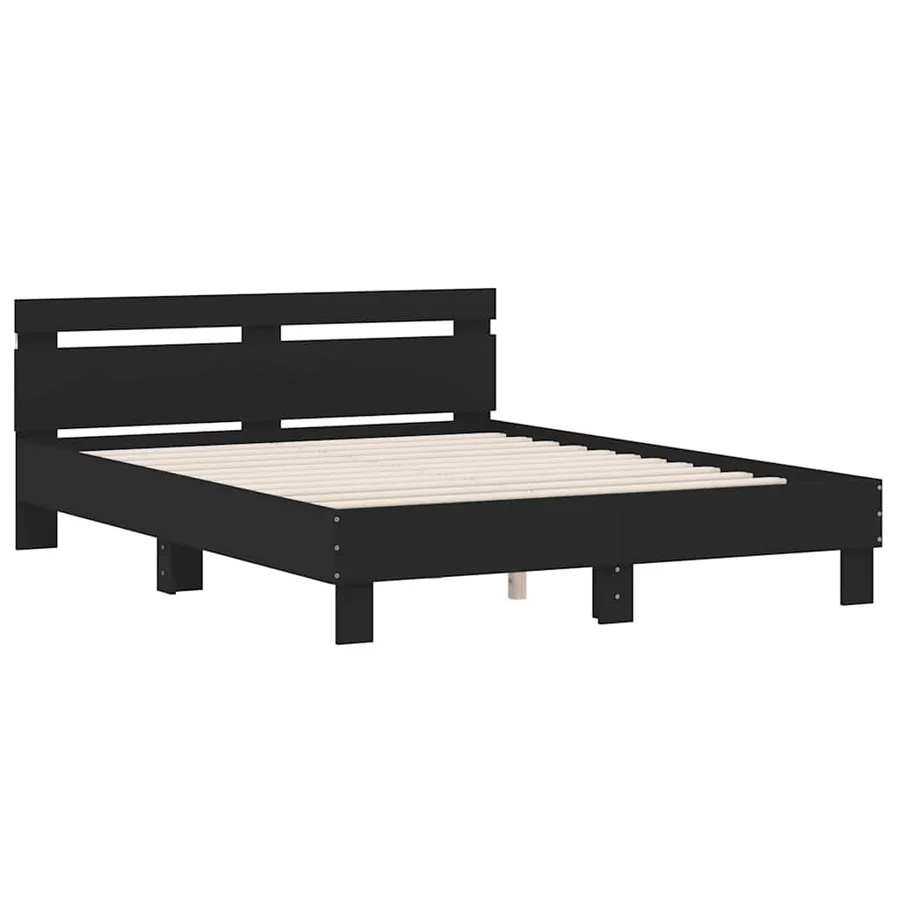 Cadre de lit avec LED sans matelas noir 140x200 cm - 6