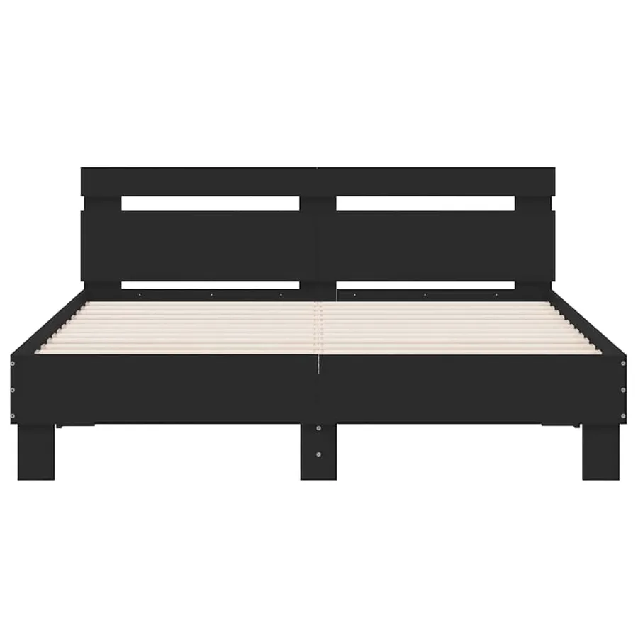 Cadre de lit avec LED sans matelas noir 140x200 cm - 7