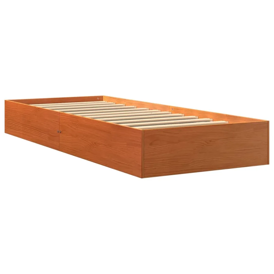 Cadre de lit sans matelas cire marron 75x190 cm bois pin massif - 3