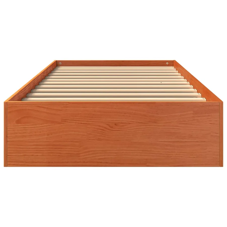Cadre de lit sans matelas cire marron 75x190 cm bois pin massif - 4