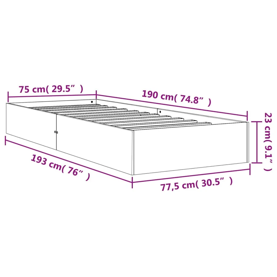 Cadre de lit sans matelas cire marron 75x190 cm bois pin massif - 8