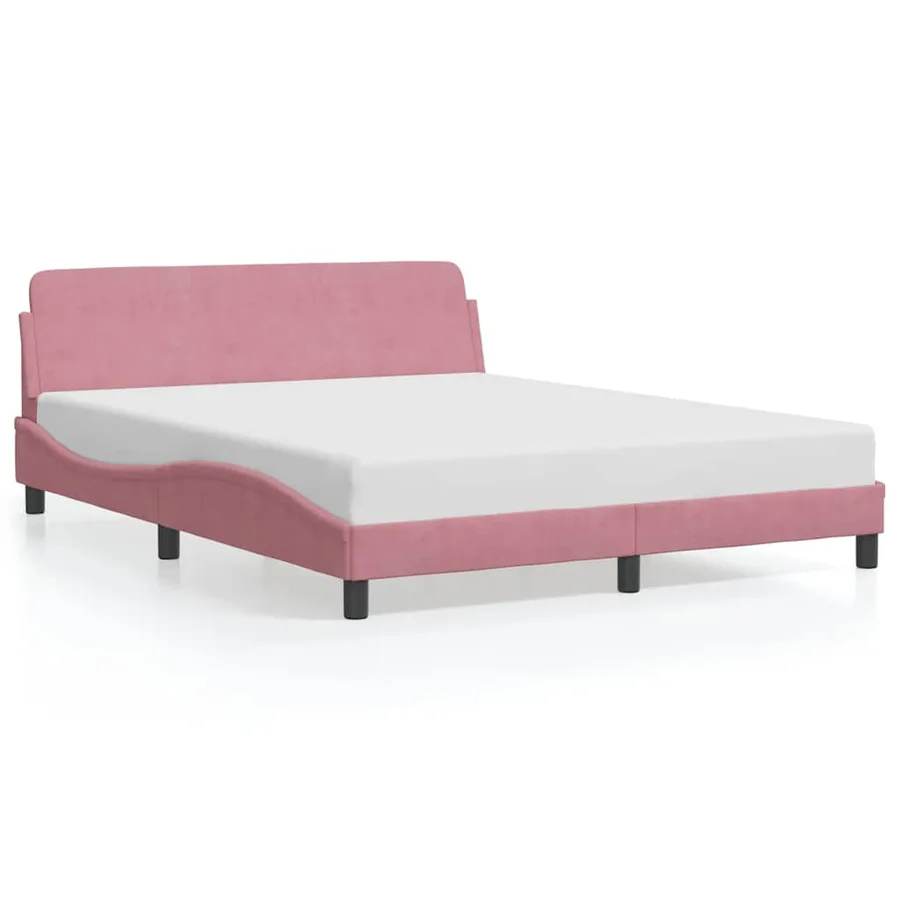 Cadre de lit avec tête de lit Dover rose 160x200cm velours - 2