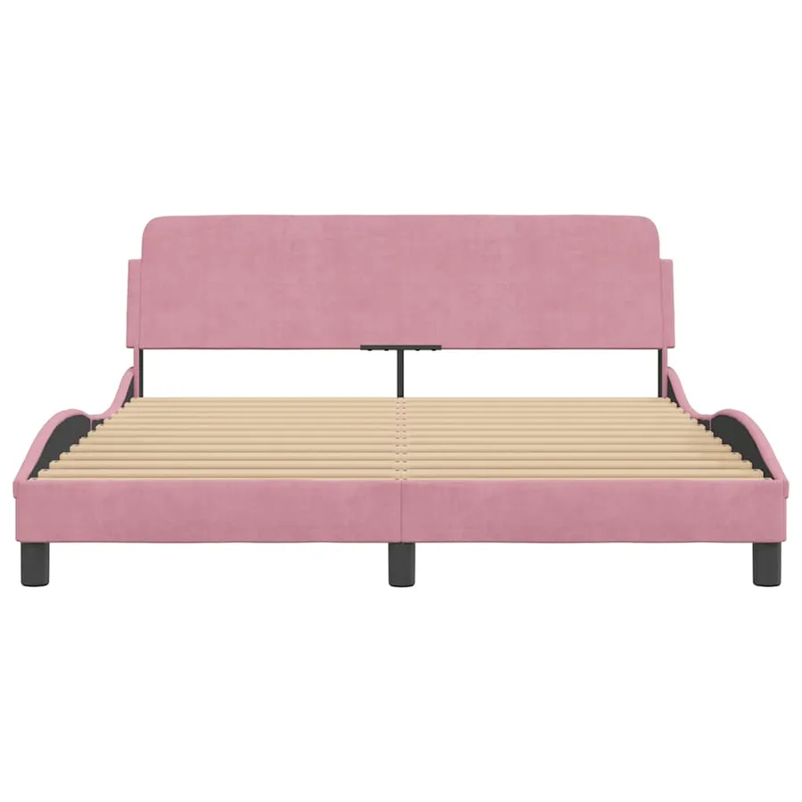 Cadre de lit avec tête de lit Dover rose 160x200cm velours - 4