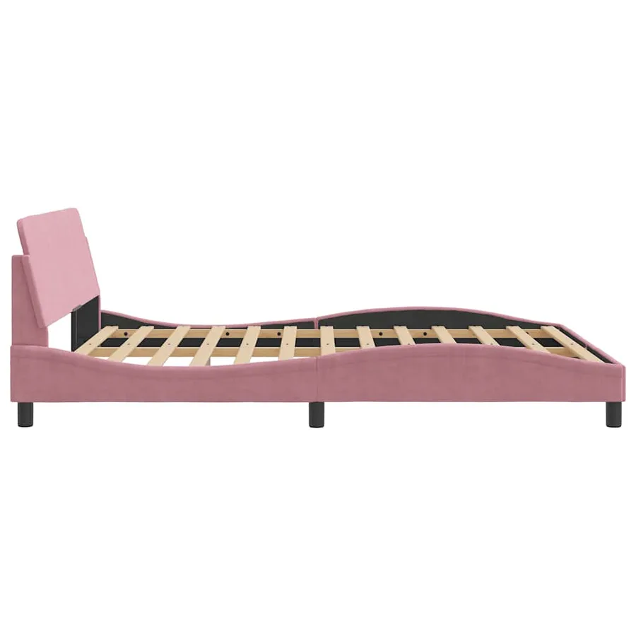 Cadre de lit avec tête de lit Dover rose 160x200cm velours - 5