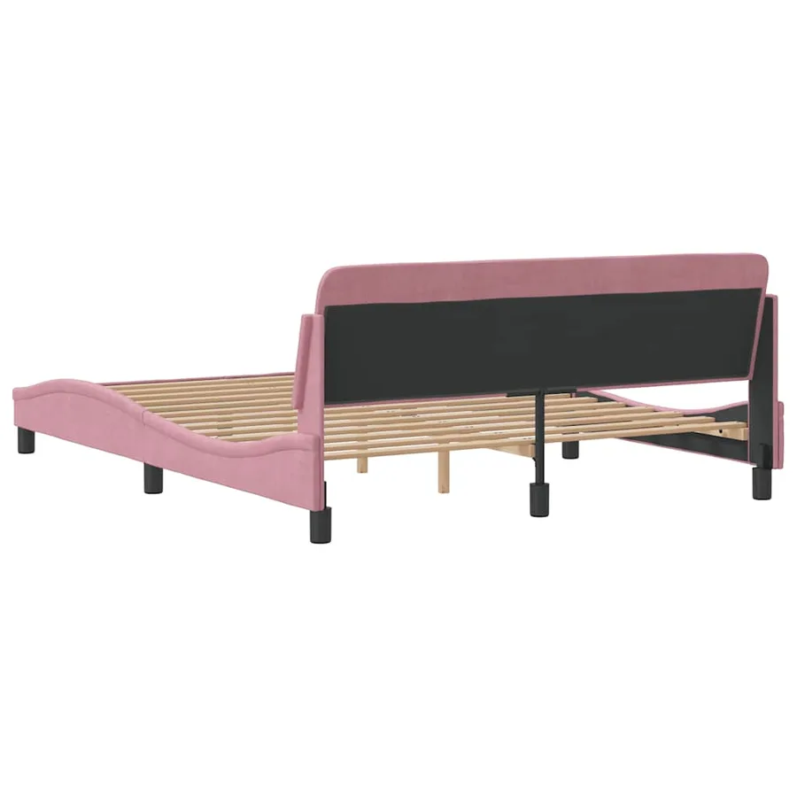 Cadre de lit avec tête de lit Dover rose 160x200cm velours - 6