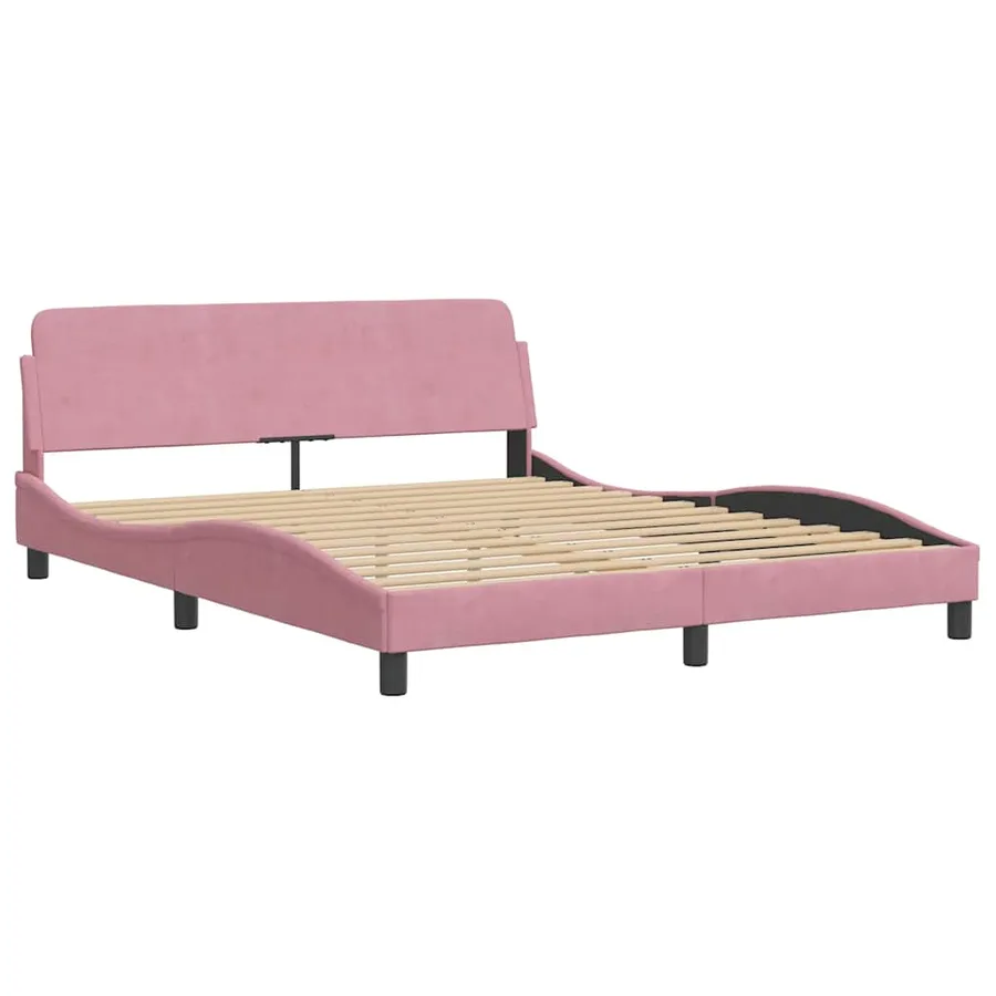 Lit avec matelas Dover rose 160x200 cm velours - 4