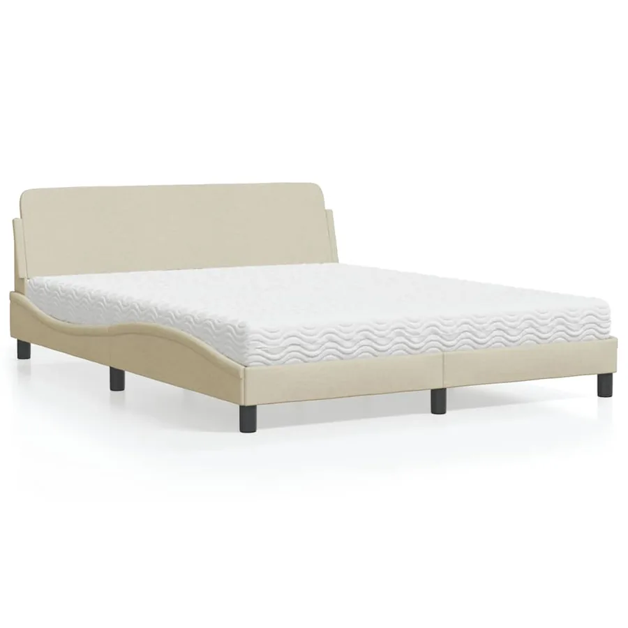 Lit avec matelas Dover crème 160x200 cm tissu