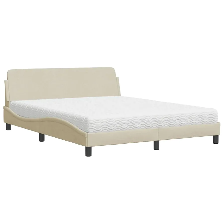Lit avec matelas Dover crème 160x200 cm tissu - 2