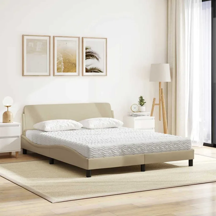 Lit avec matelas Dover crème 160x200 cm tissu - 3