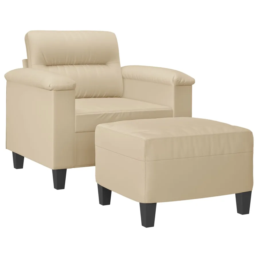 Fauteuil avec repose-pied Crème 60 cm Tissu microfibre - 3