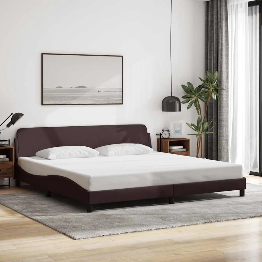 Cadre de lit Dover marron foncé 200x200 cm tissu