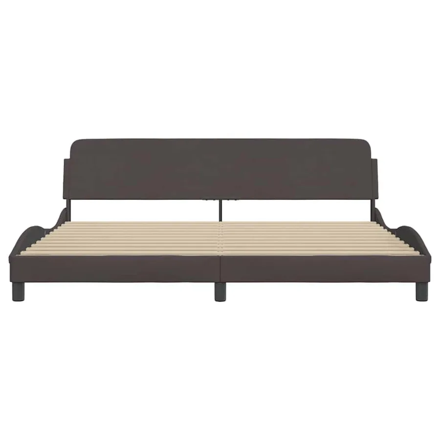 Cadre de lit Dover marron foncé 200x200 cm tissu - 4