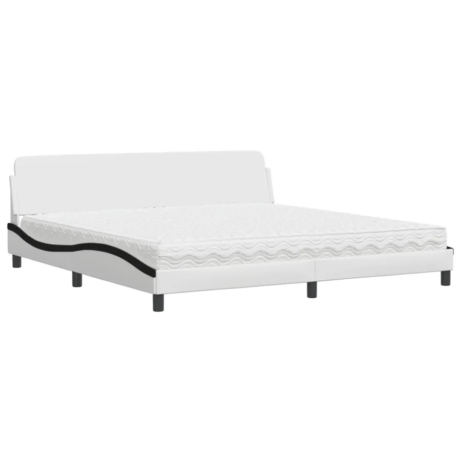 Lit avec matelas Dover blanc et noir 200x200 cm similicuir - 2