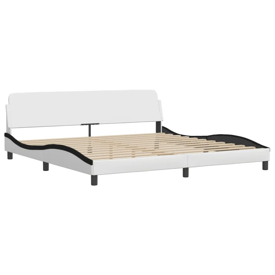 Lit avec matelas Dover blanc et noir 200x200 cm similicuir - 4