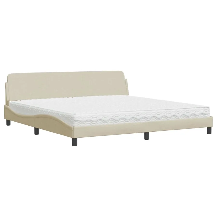 Lit avec matelas Dover crème 200x200 cm tissu - 2