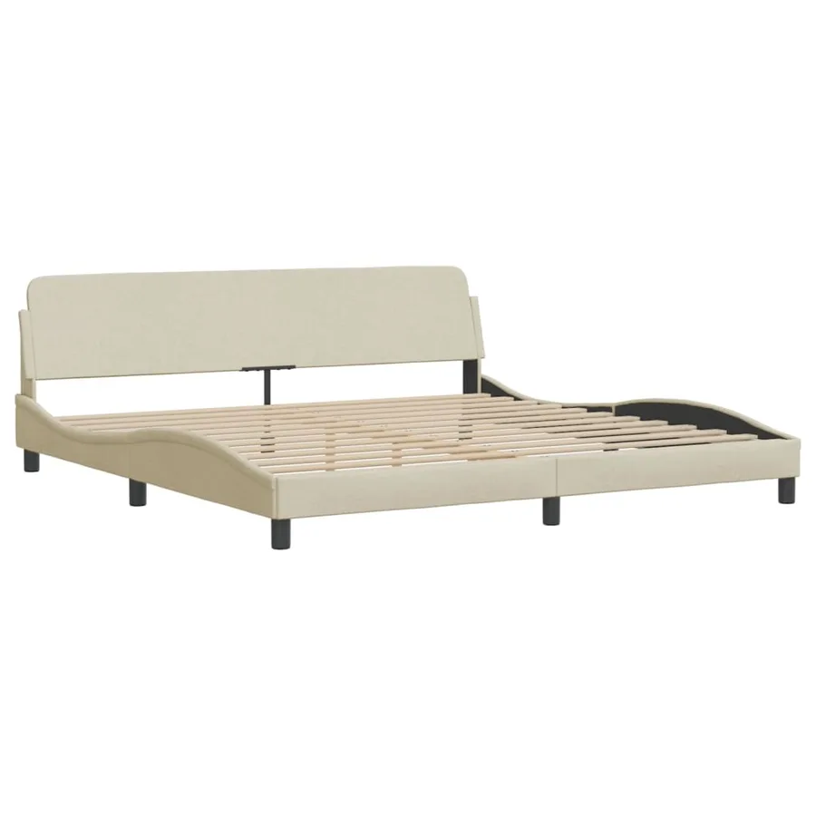 Lit avec matelas Dover crème 200x200 cm tissu - 4