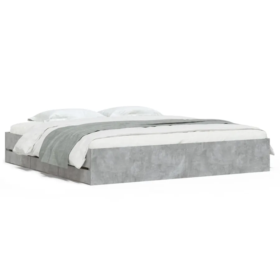 Cadre de lit avec tiroirs sans matelas gris béton 180x200 cm - 2