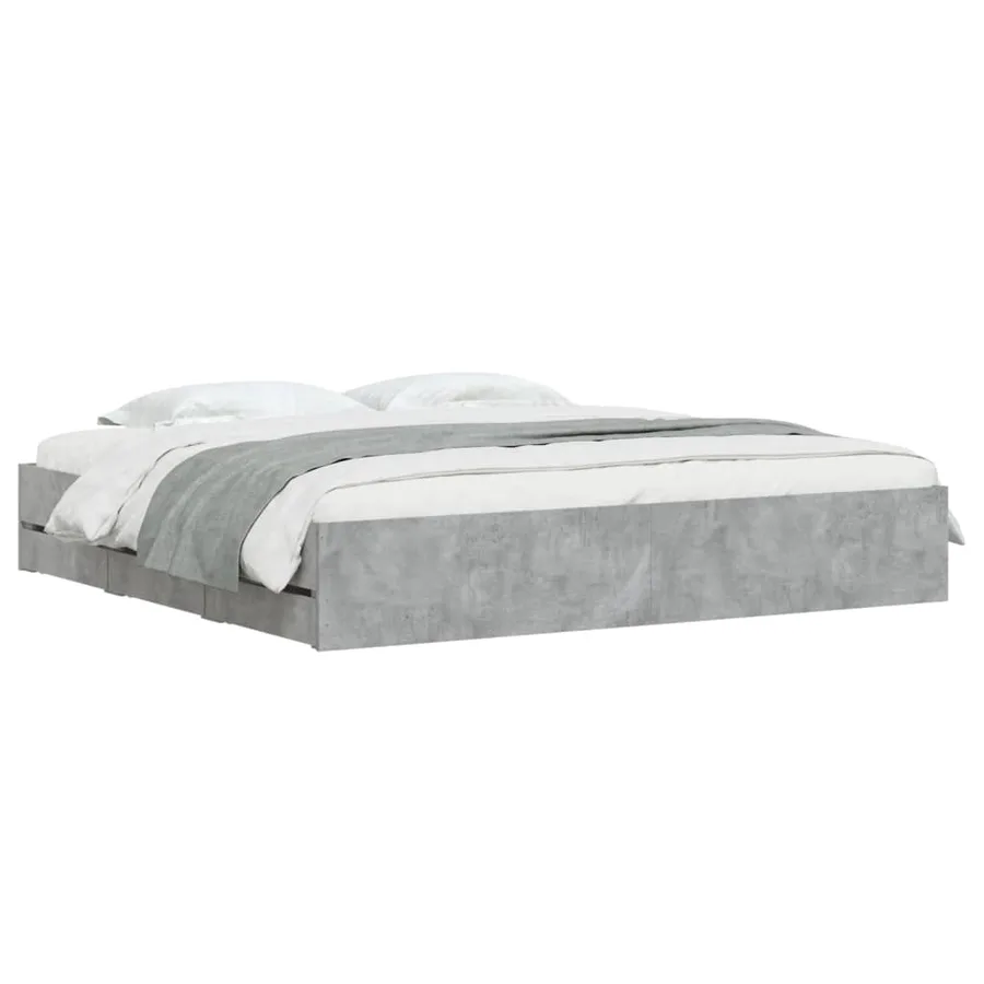 Cadre de lit avec tiroirs sans matelas gris béton 180x200 cm - 3