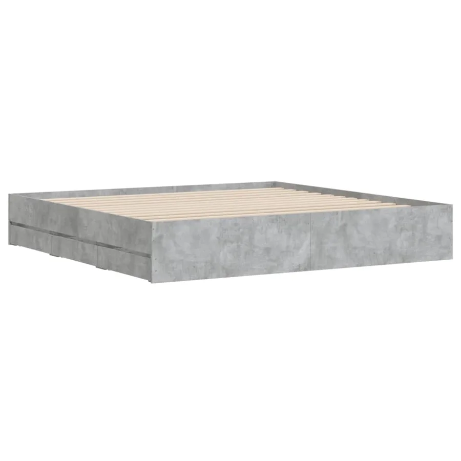 Cadre de lit avec tiroirs sans matelas gris béton 180x200 cm - 4