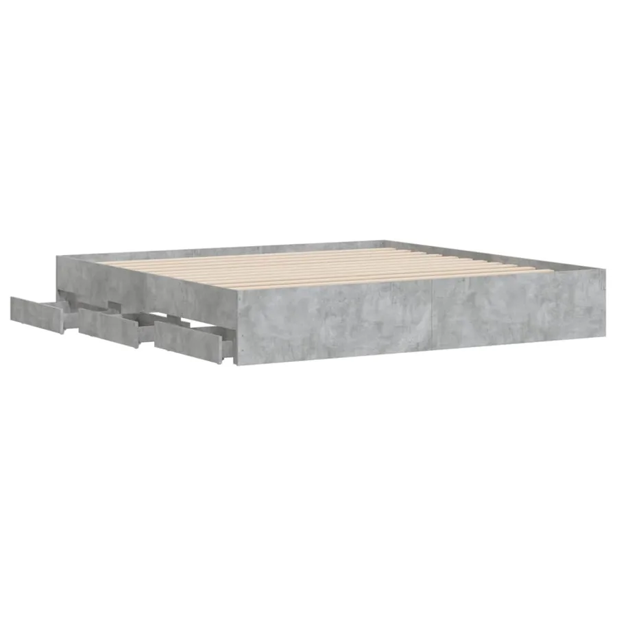 Cadre de lit avec tiroirs sans matelas gris béton 180x200 cm - 5
