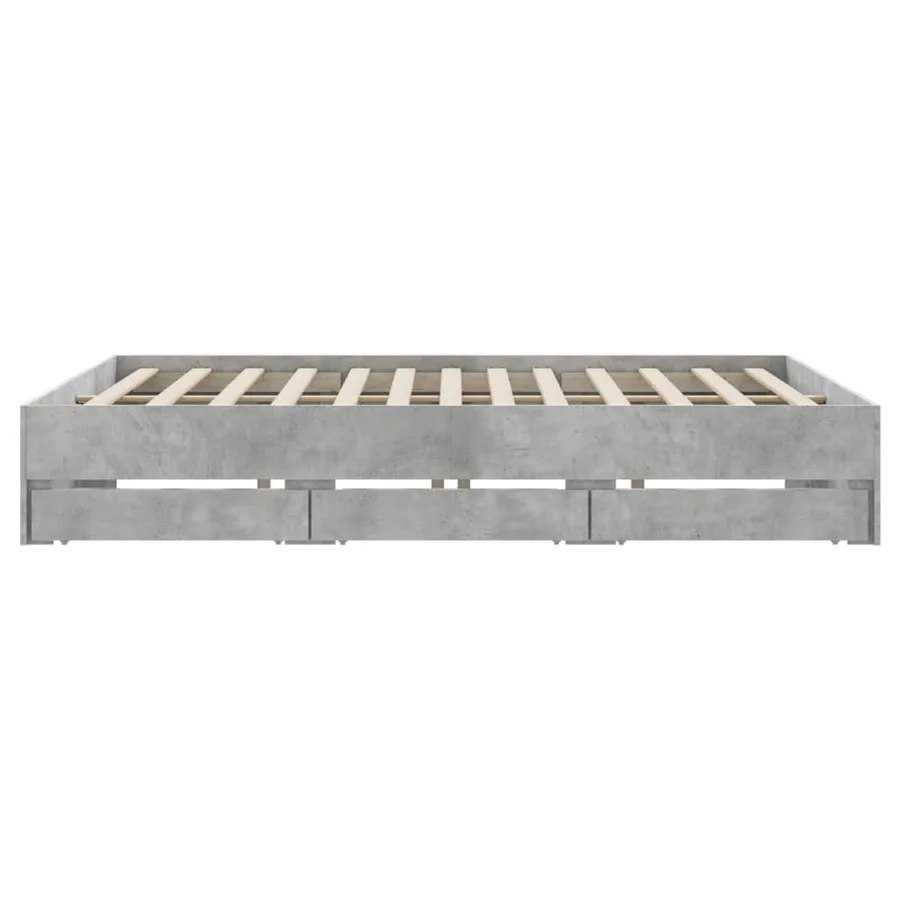 Cadre de lit avec tiroirs sans matelas gris béton 180x200 cm - 7