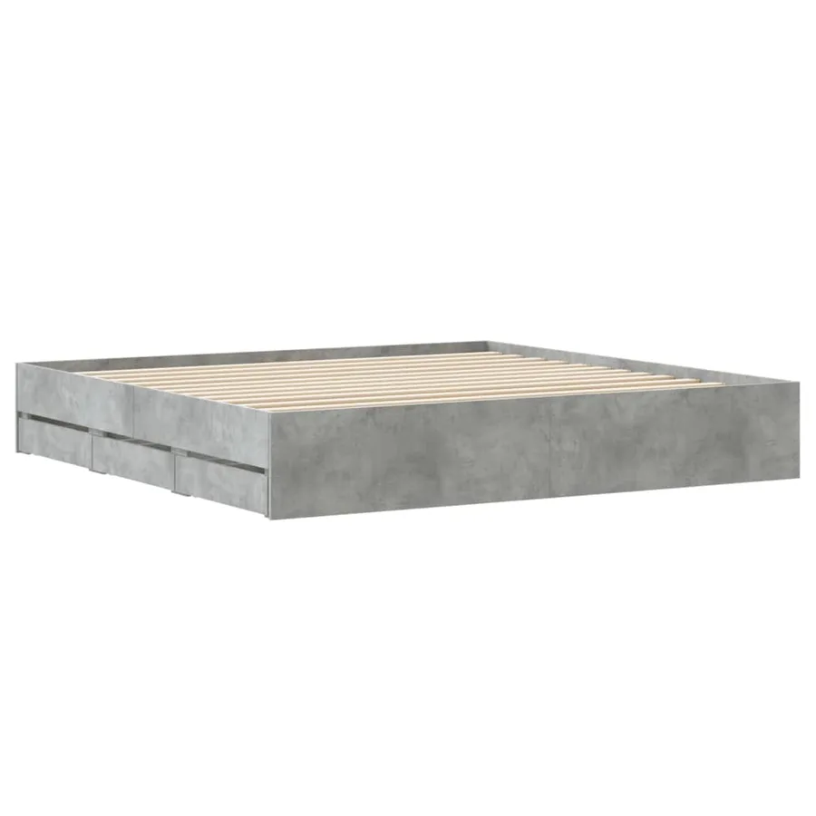 Cadre de lit avec tiroirs sans matelas gris béton 180x200 cm - 8