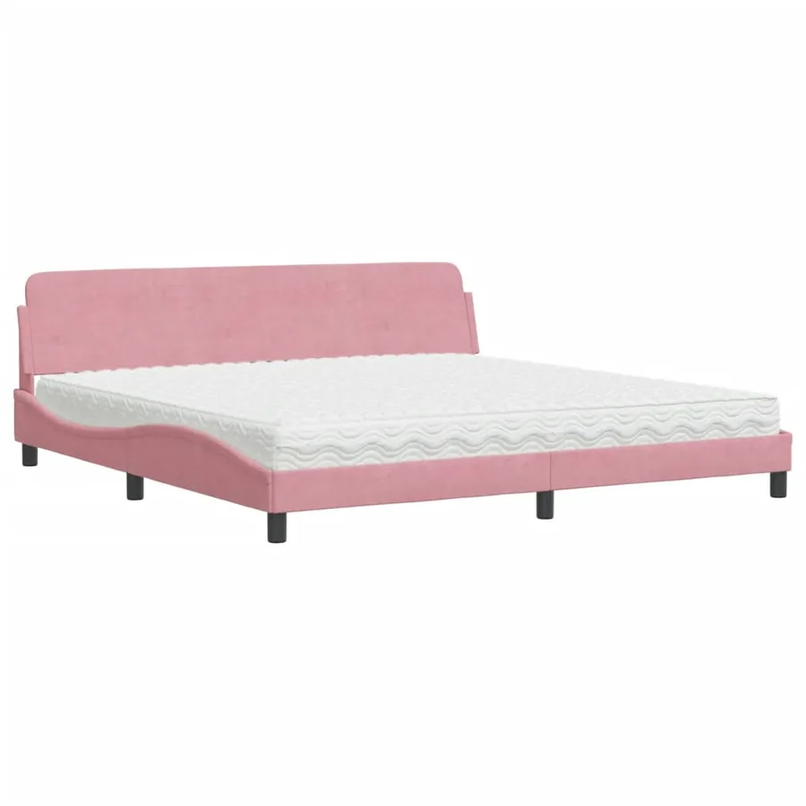 Lit avec matelas Dover rose 200x200 cm velours - 2