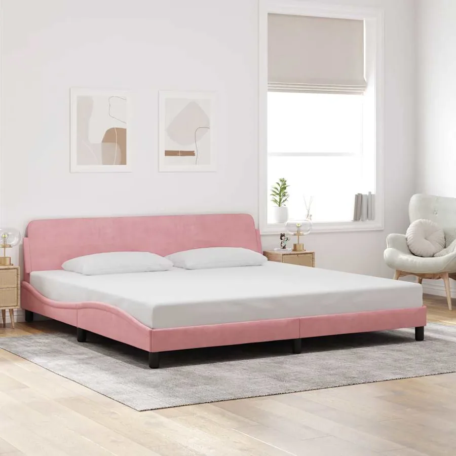 Cadre de lit Dover rose 200x200 cm velours