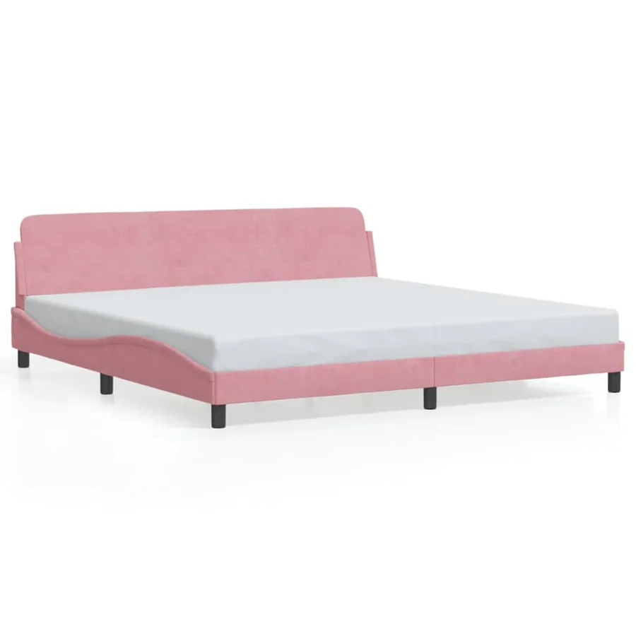 Cadre de lit Dover rose 200x200 cm velours - 2