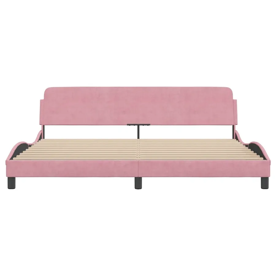 Cadre de lit Dover rose 200x200 cm velours - 4