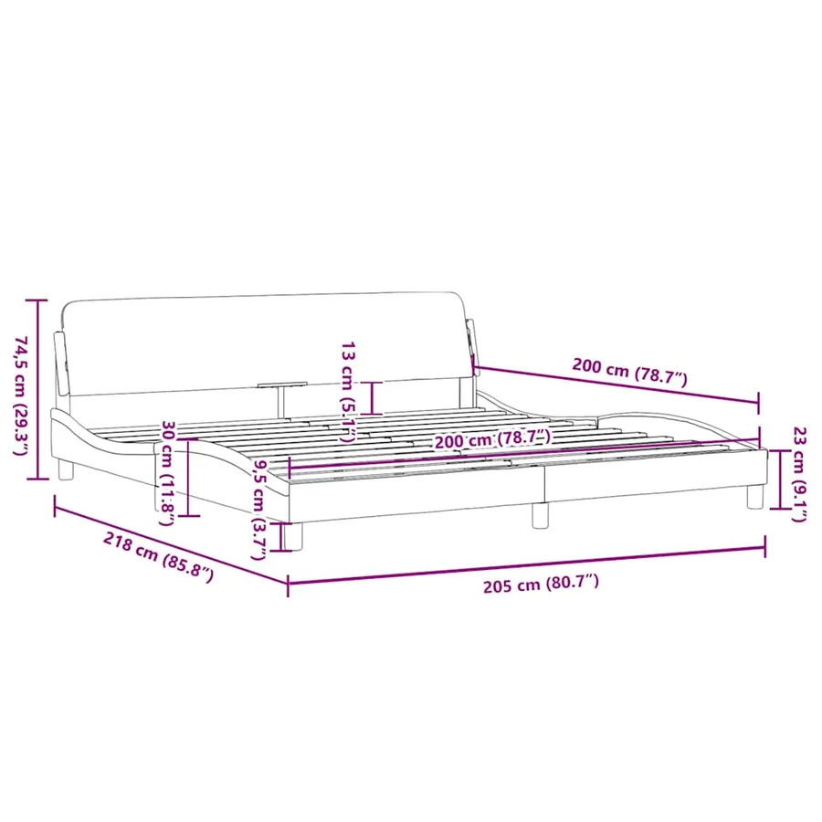 Cadre de lit Dover rose 200x200 cm velours - 9