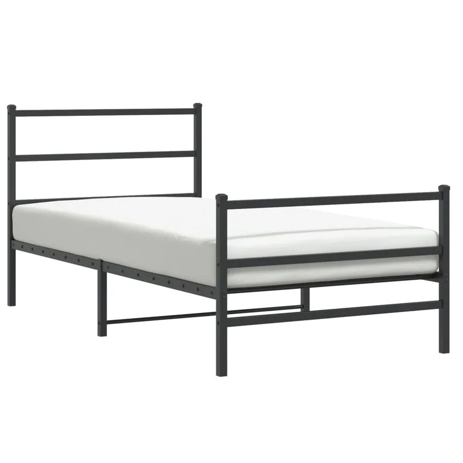 Cadre de lit métal sans matelas et pied de lit noir 100x200 cm - 2
