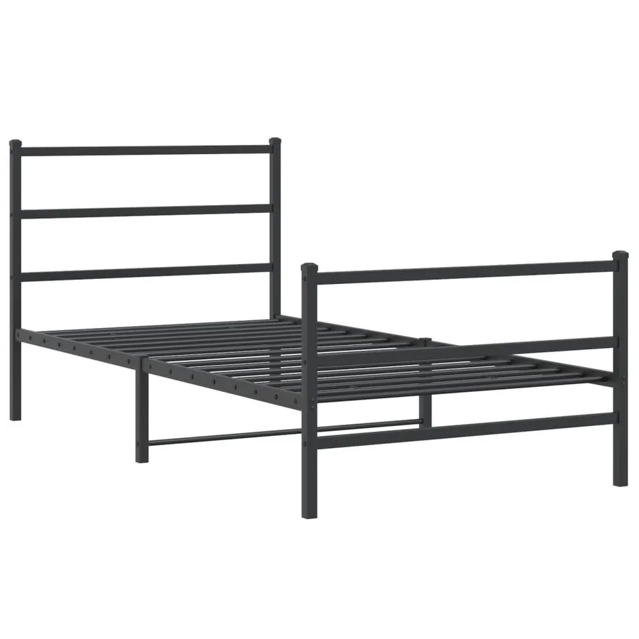 Cadre de lit métal sans matelas et pied de lit noir 100x200 cm - 3