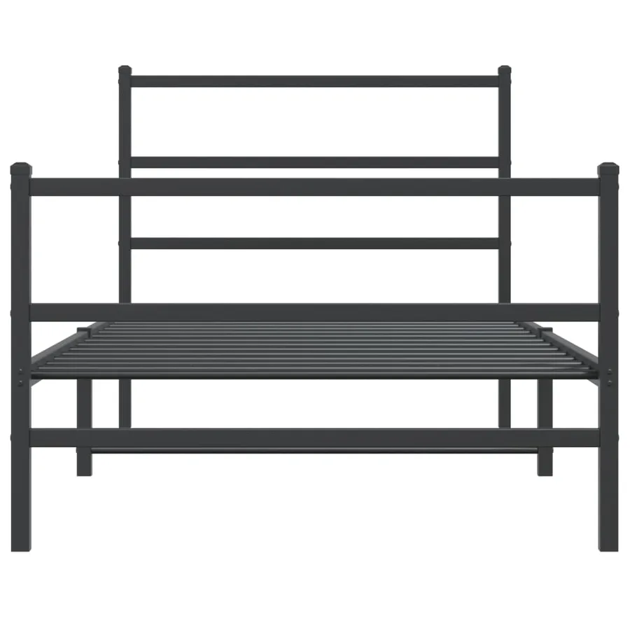 Cadre de lit métal sans matelas et pied de lit noir 100x200 cm - 5