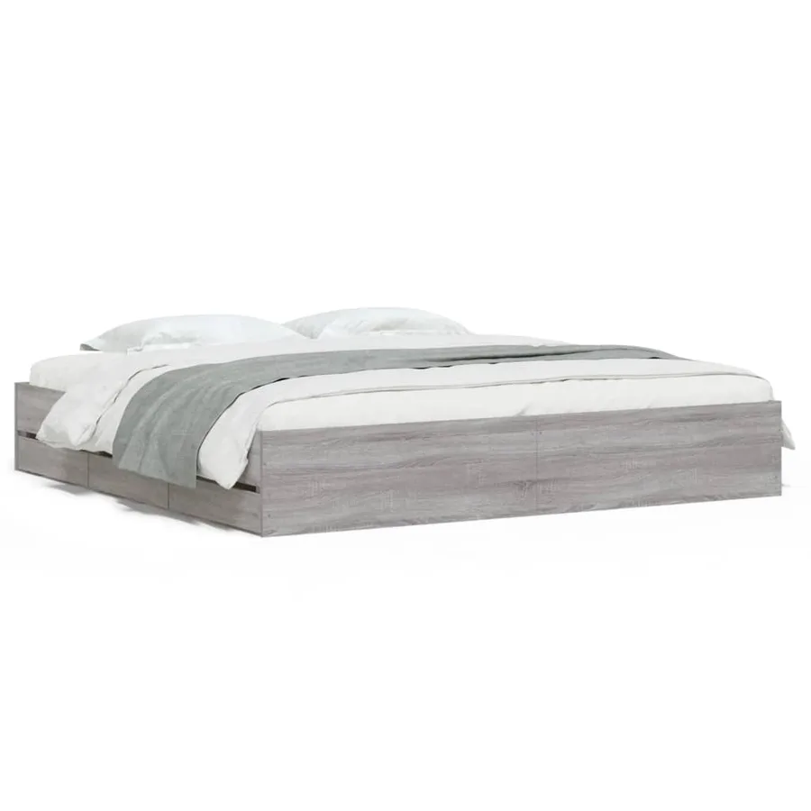 Cadre de lit avec tiroirs sans matelas sonoma gris 180x200 cm - 2