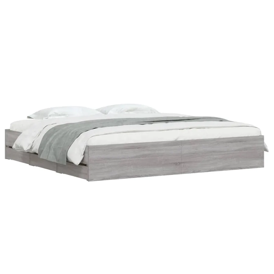 Cadre de lit avec tiroirs sans matelas sonoma gris 180x200 cm - 3