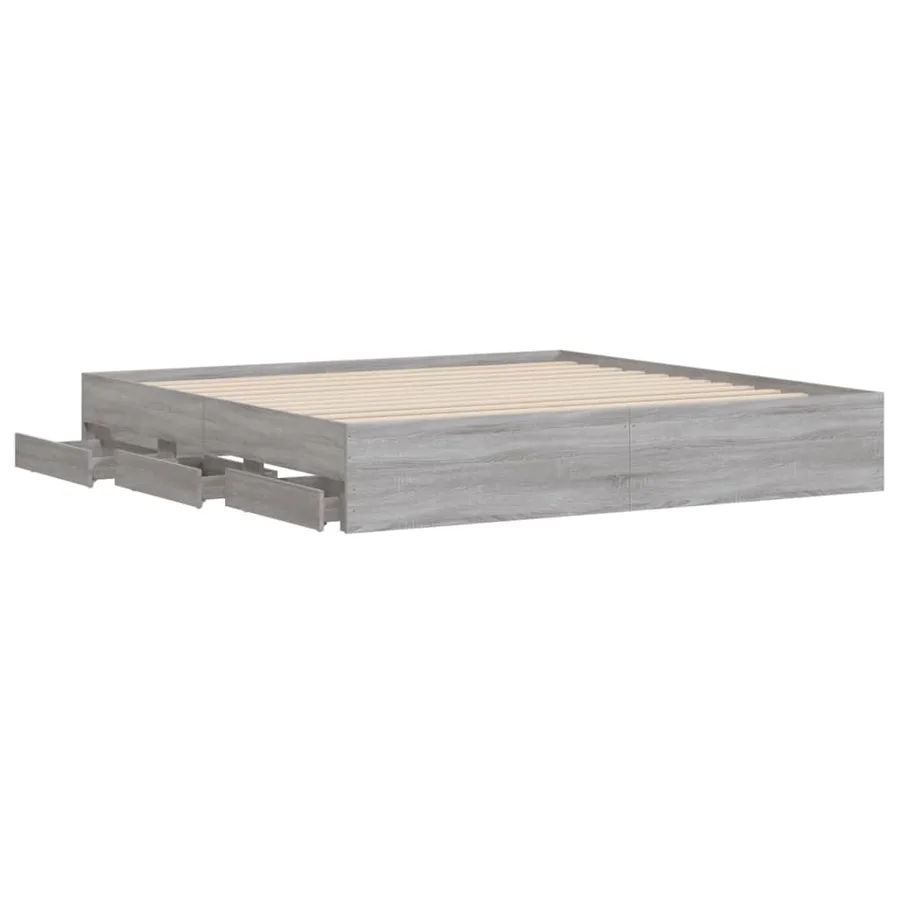 Cadre de lit avec tiroirs sans matelas sonoma gris 180x200 cm - 5