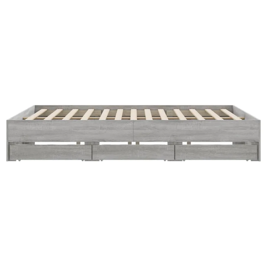 Cadre de lit avec tiroirs sans matelas sonoma gris 180x200 cm - 7