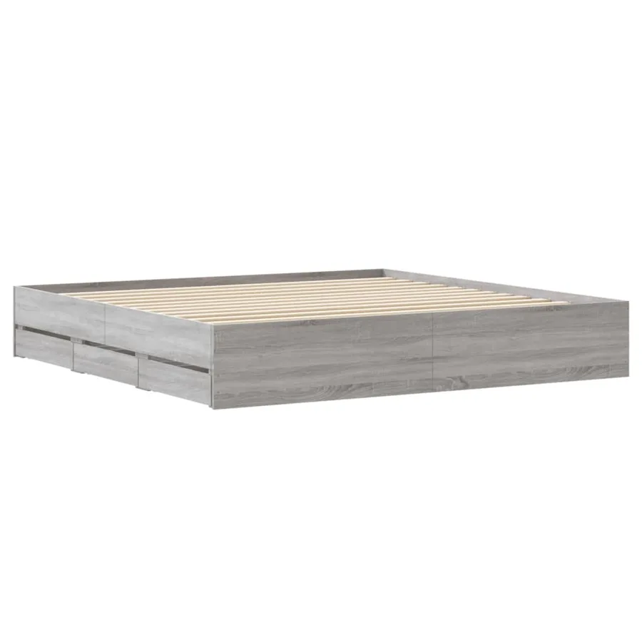 Cadre de lit avec tiroirs sans matelas sonoma gris 180x200 cm - 8
