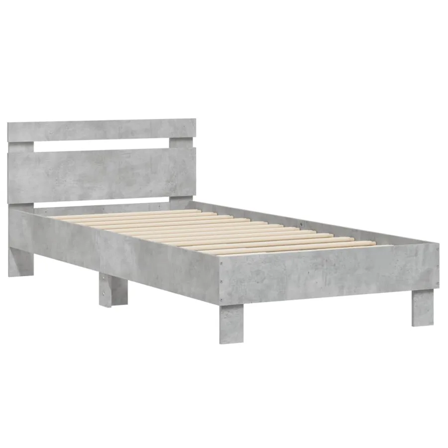 Cadre de lit sans matelas avec tête de lit gris béton 75x190 cm - 3