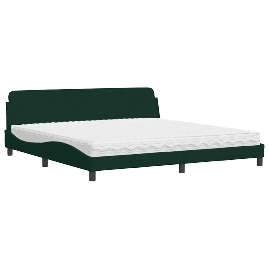 Lit avec matelas Dover vert foncé 200x200 cm velours - 2
