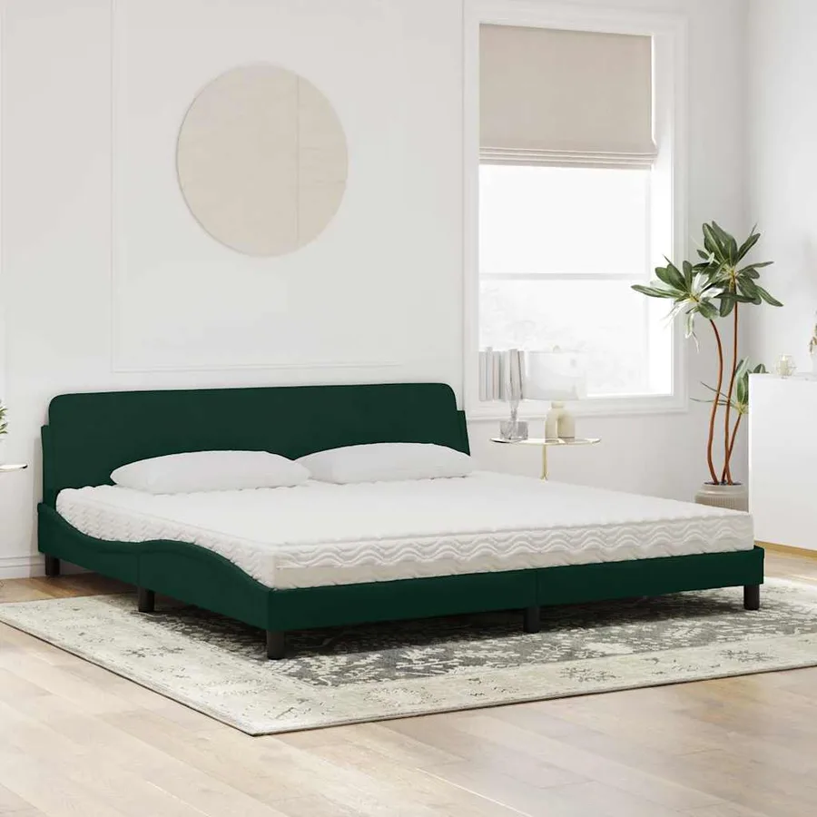 Lit avec matelas Dover vert foncé 200x200 cm velours - 3