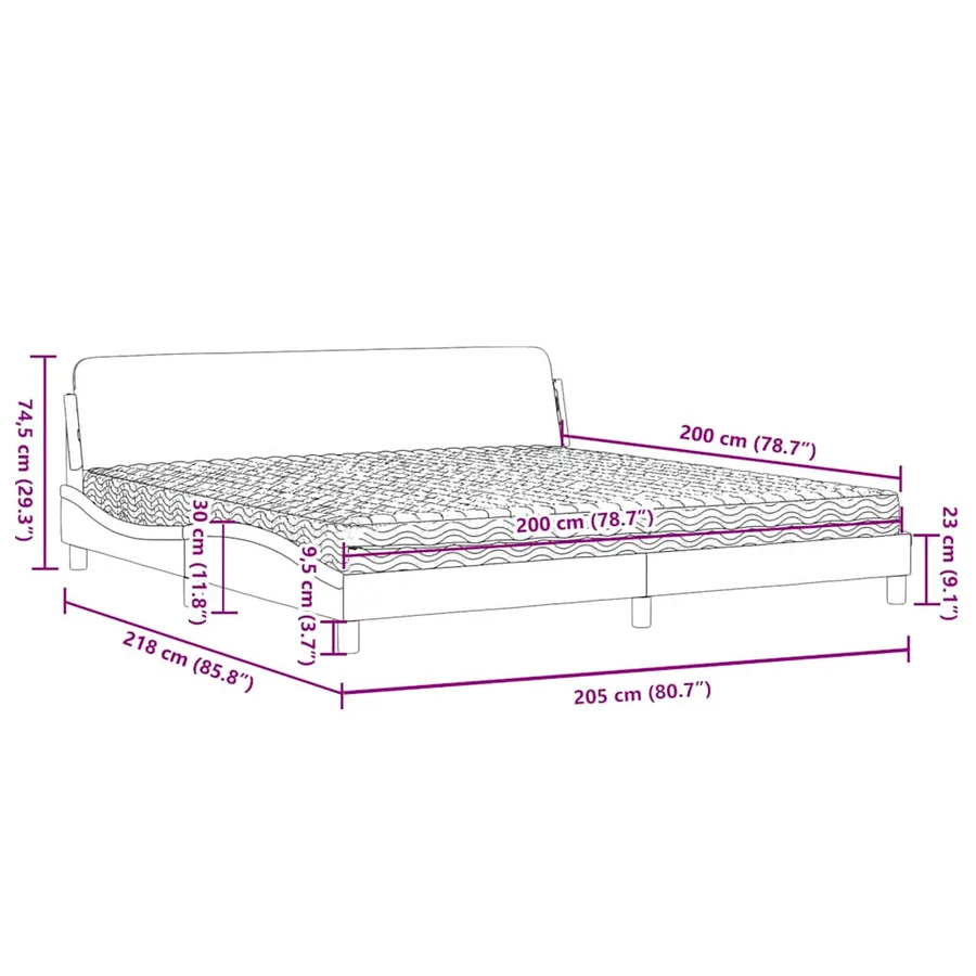 Lit avec matelas Dover vert foncé 200x200 cm velours - 9