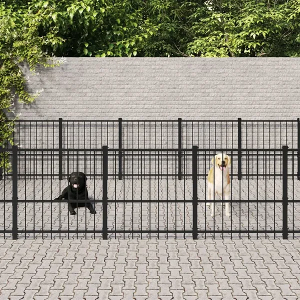 Chenil d'extérieur pour chiens Acier 33,87 m²