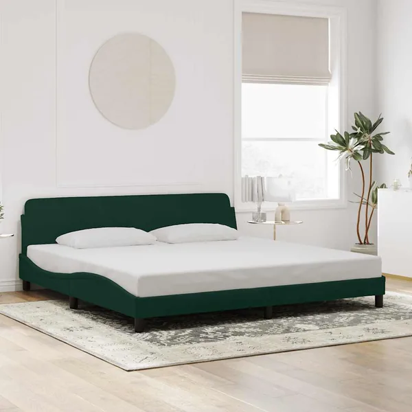 Cadre de lit Dover vert foncé 200x200 cm velours
