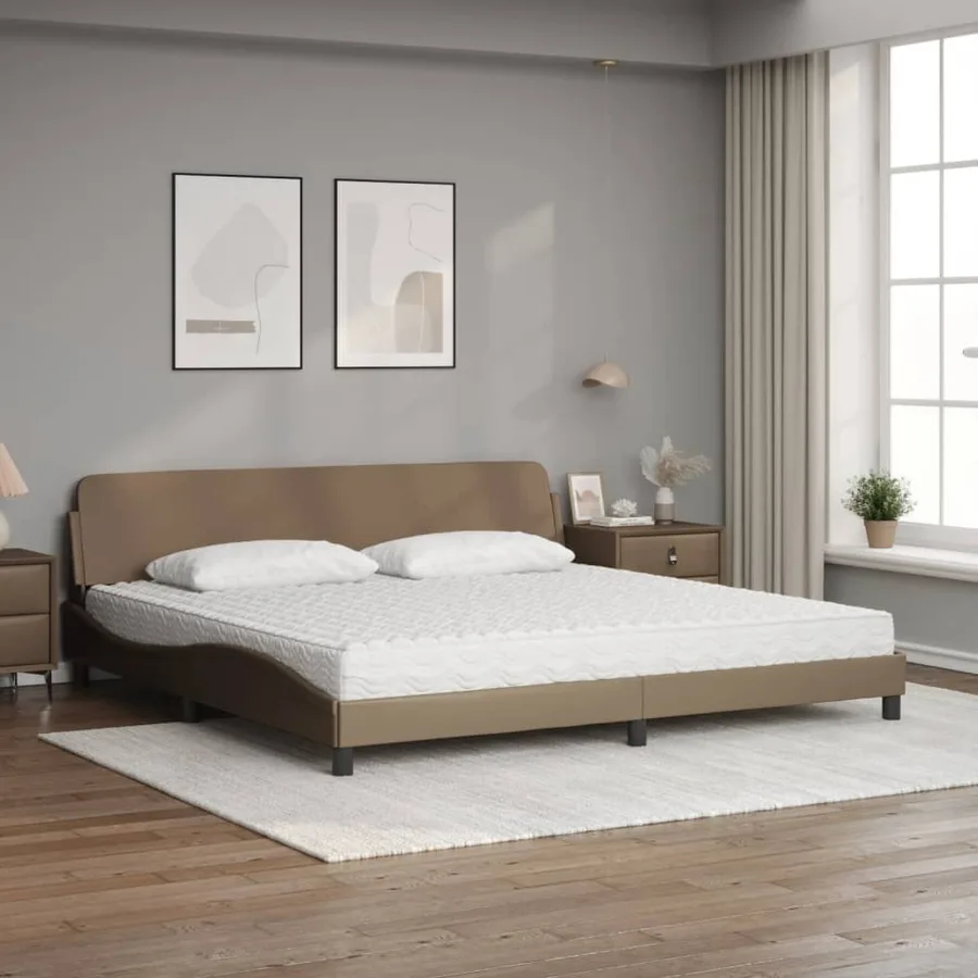 Lit avec matelas Dover cappuccino 200x200 cm similicuir - 3