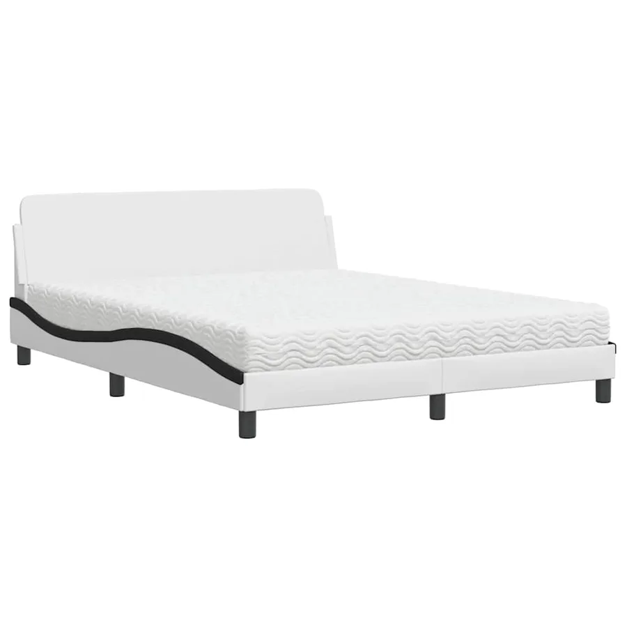 Lit avec matelas Dover blanc et noir 160x200 cm similicuir - 2