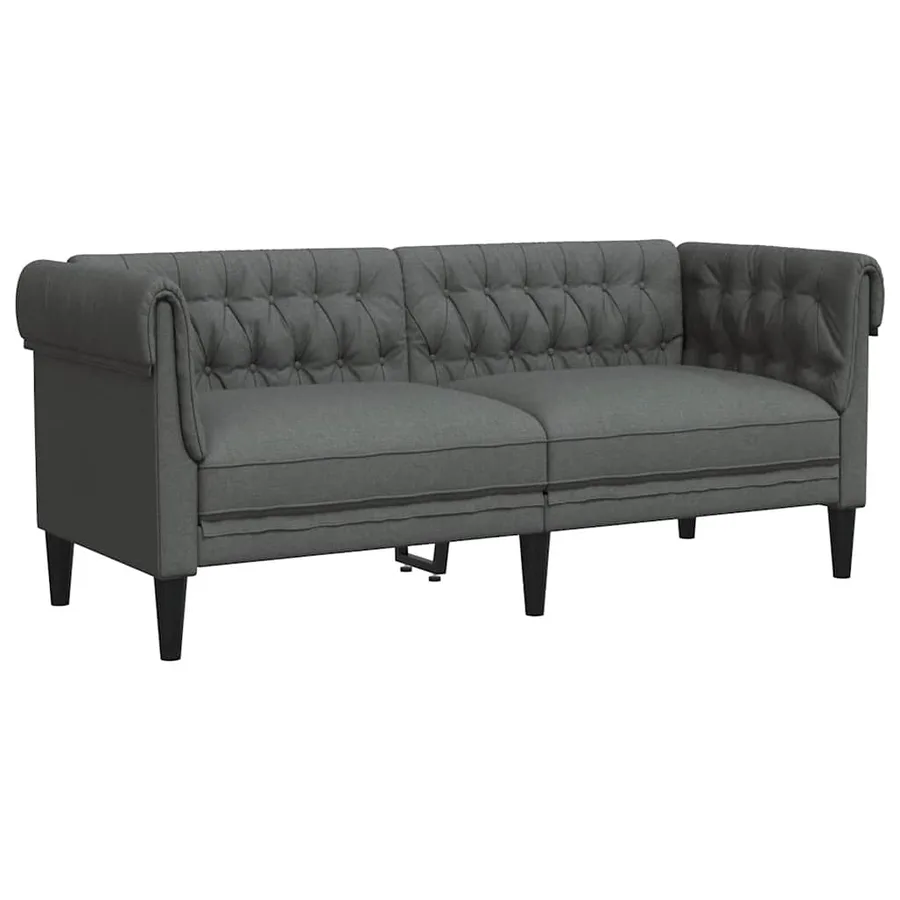 Canapé Chesterfield 2 places gris foncé tissu - 2