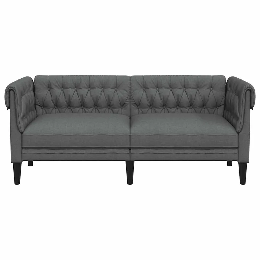 Canapé Chesterfield 2 places gris foncé tissu - 4