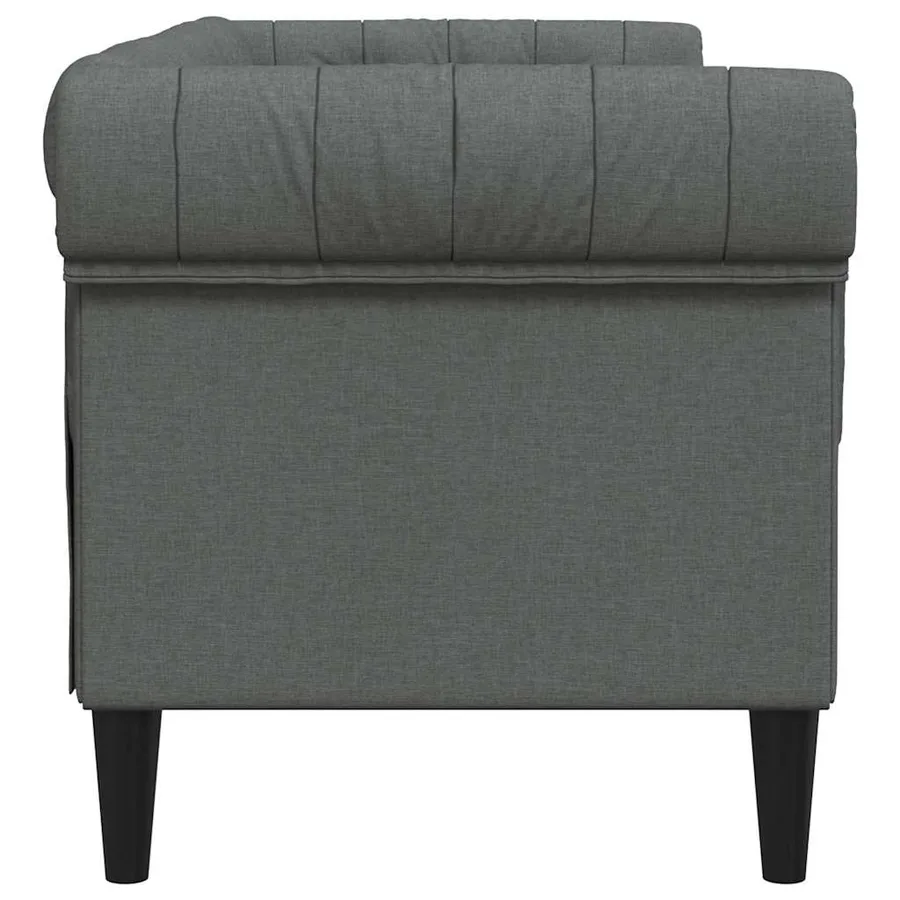Canapé Chesterfield 2 places gris foncé tissu - 5